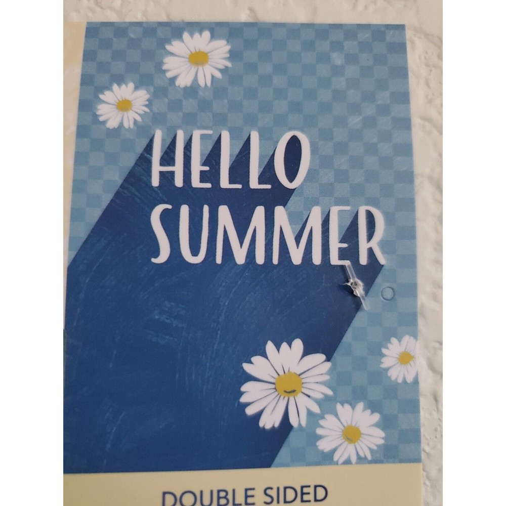 Hello Summer Floral 12x18 Place & Time Garden Porch Flag 2 Sided Blue Da…